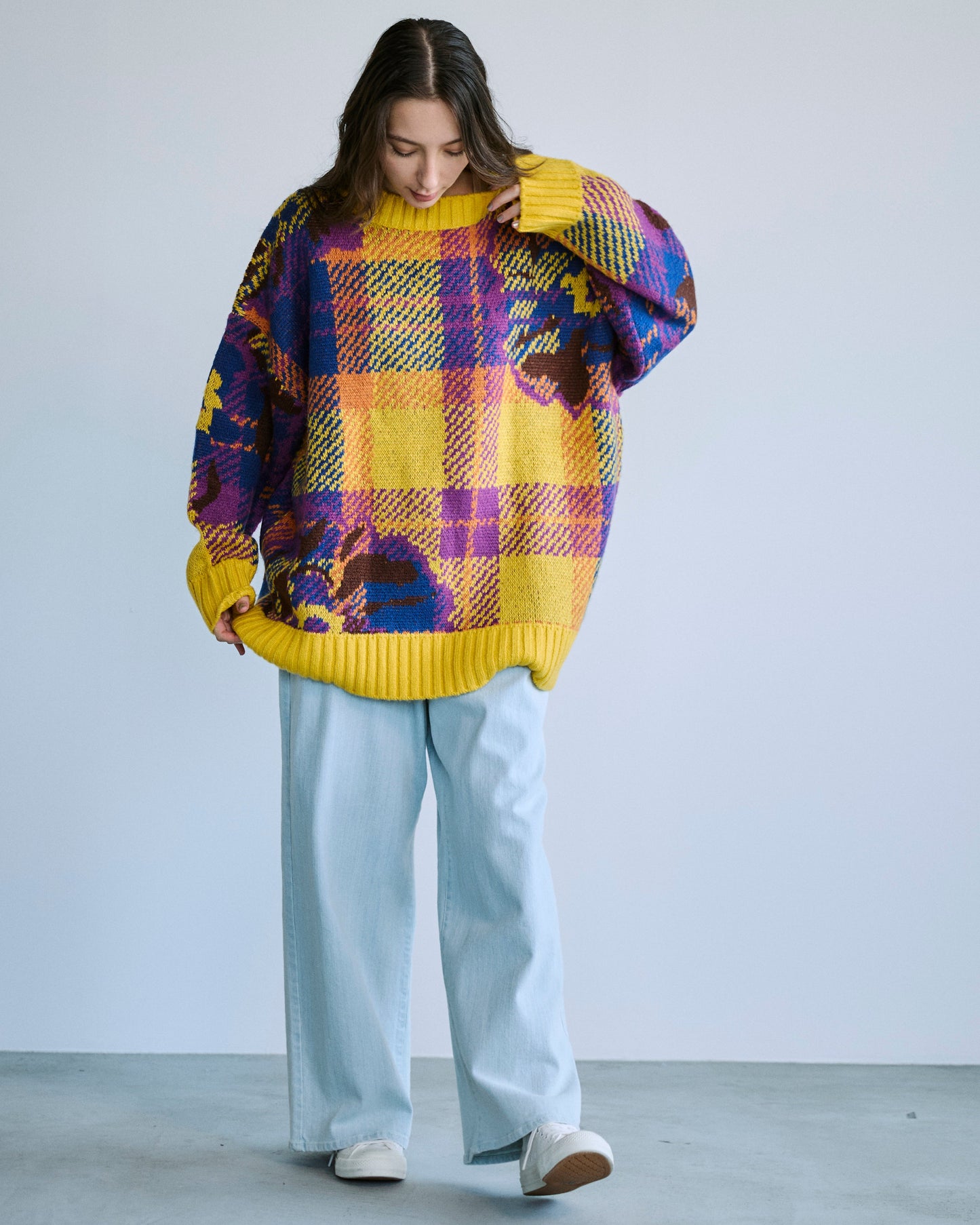 フラワージャガードニット