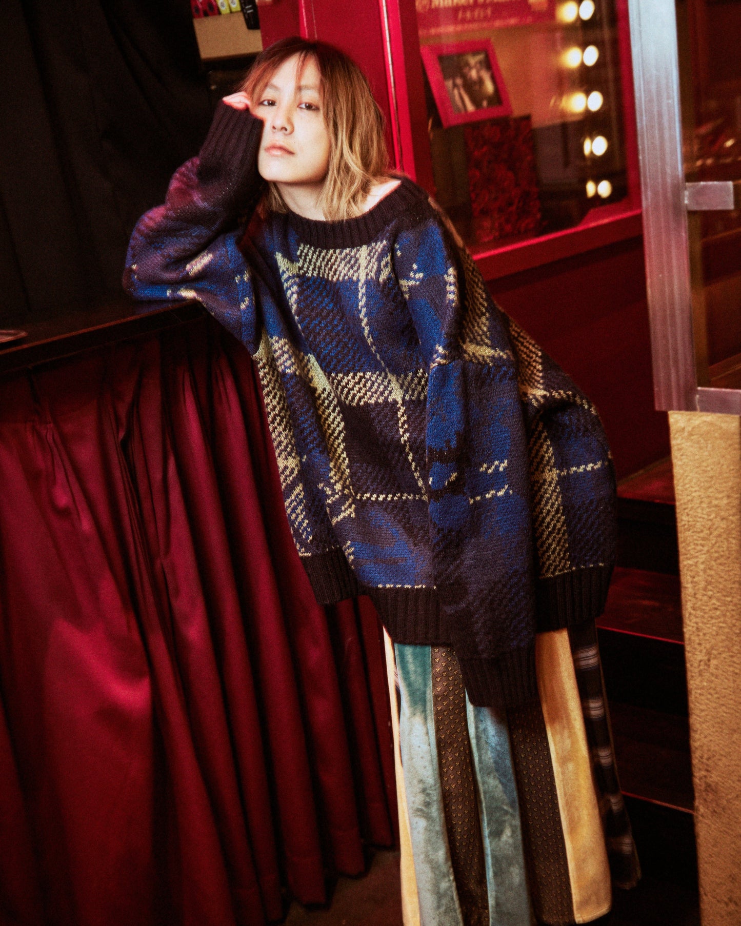 フラワージャガードニット